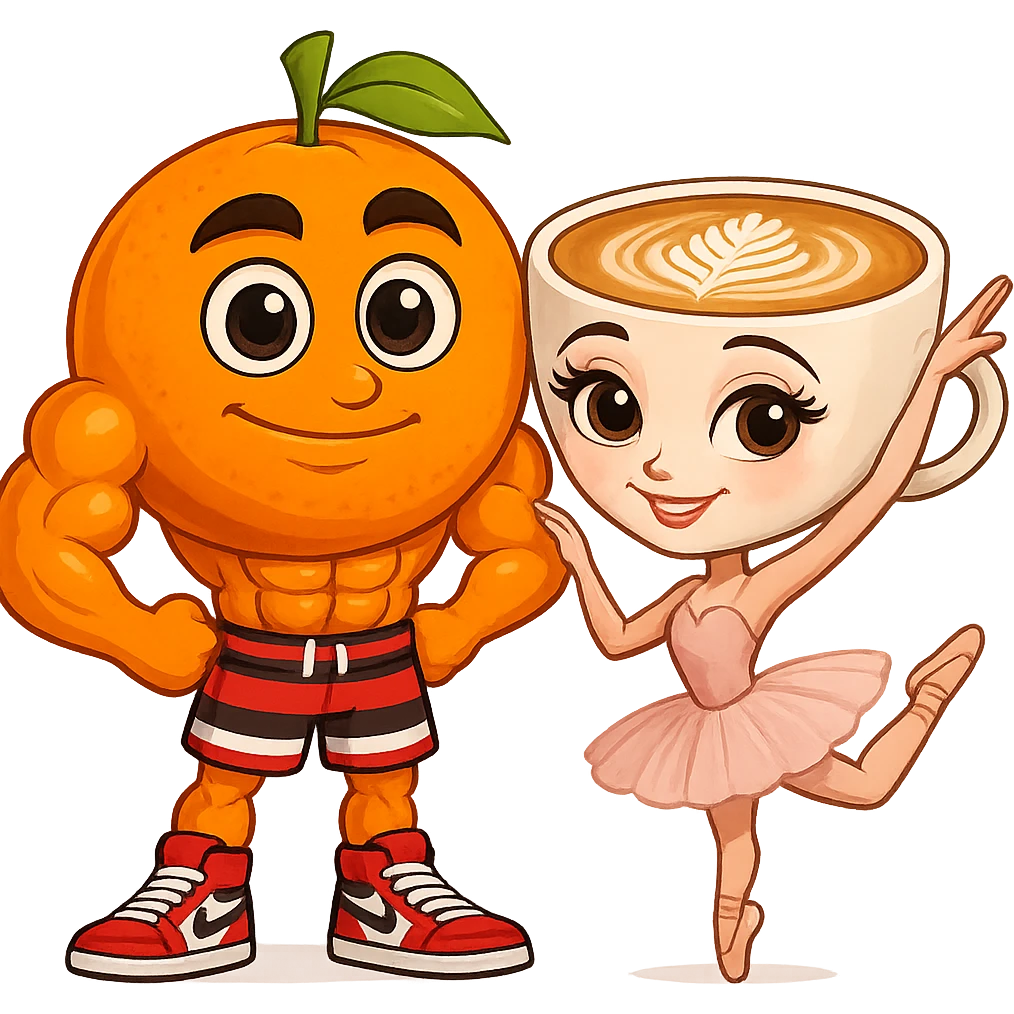 Combine these two cartoon characters as a couple, standing side by side, matching their style, with a transparent background. The style should blend both characters harmoniously in a cartoon style. emoji