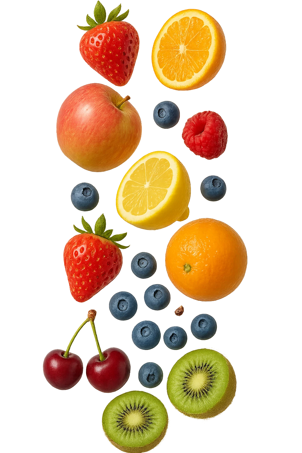 frutta mista cade dall'alto verticalmente emoji