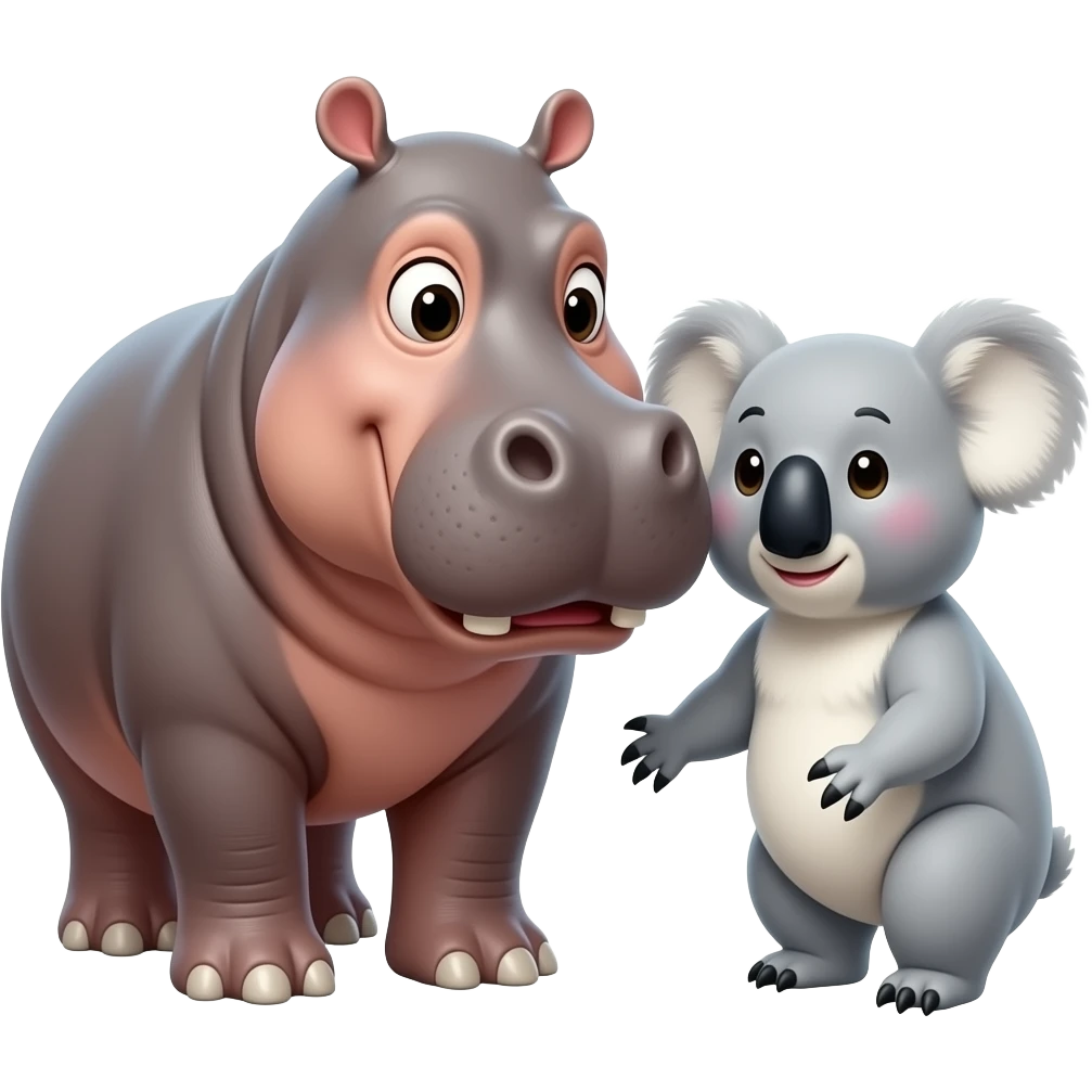 hippo obsessed with a koala emoji