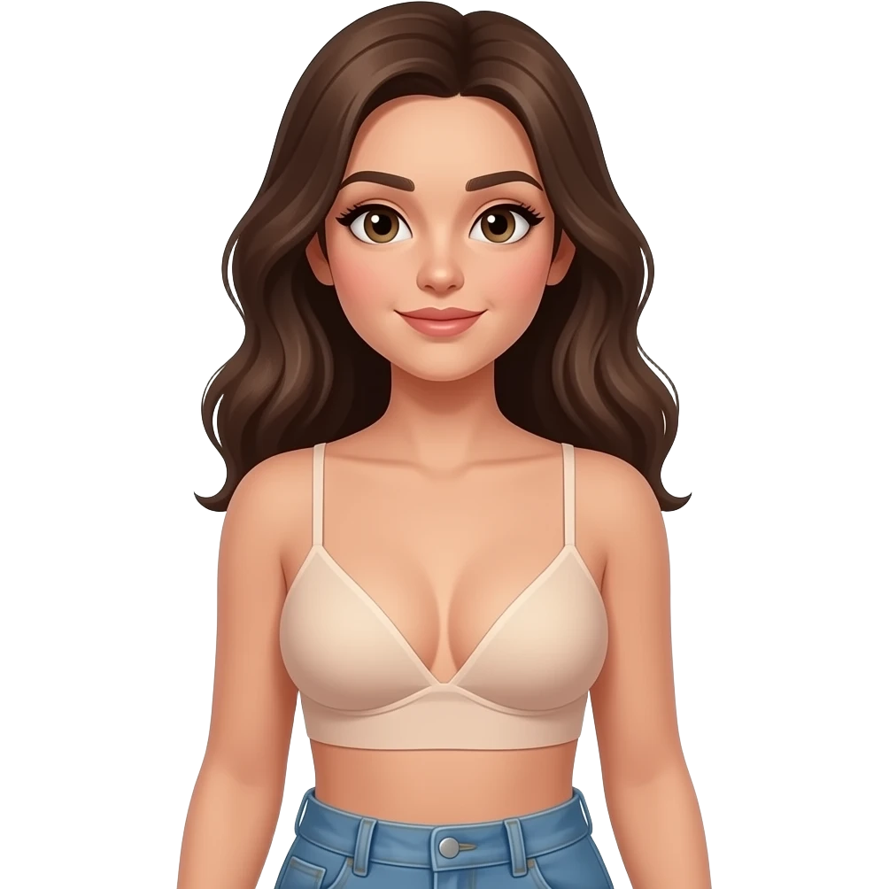 A woman without a bra full body emoji