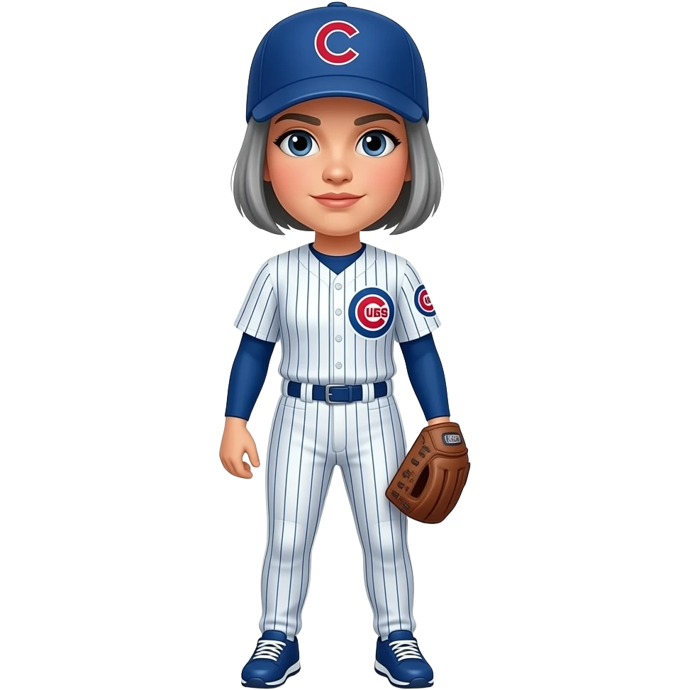 Female short gray hair cubs baseball emoji