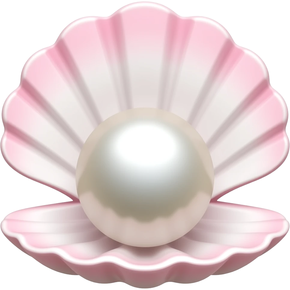 big white Pearl the shell is baby pink and white , with sea emoji