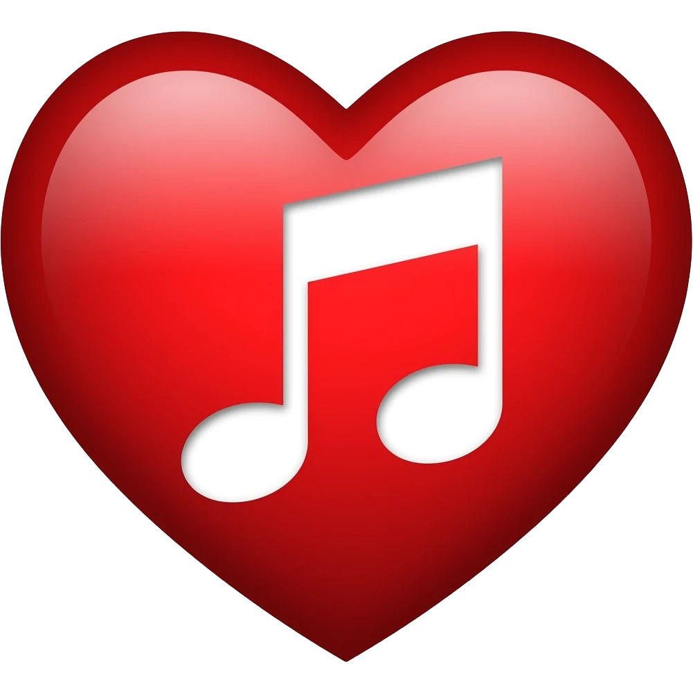 white music note inside the heart emoji