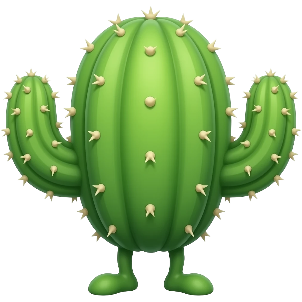 A cactus with legs with no arms emoji