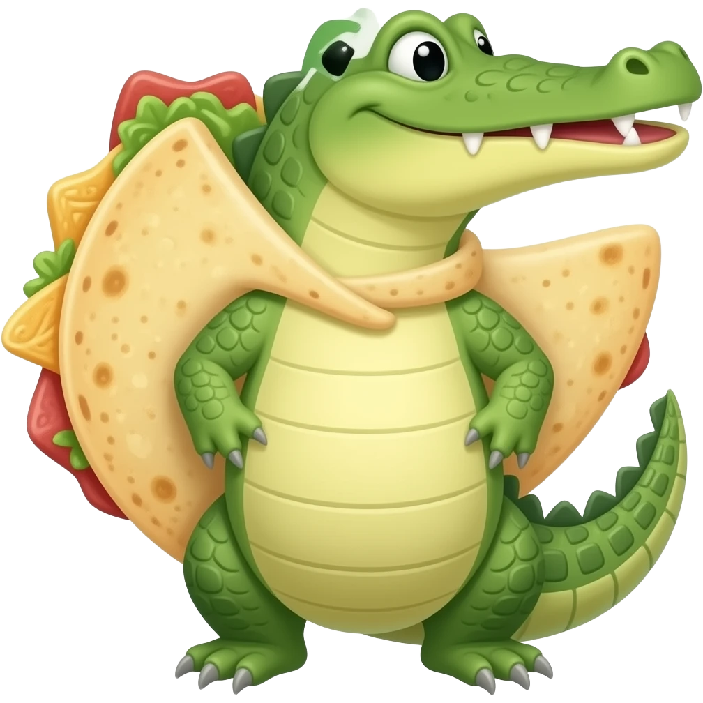 quesadilla fused with crocodile emoji