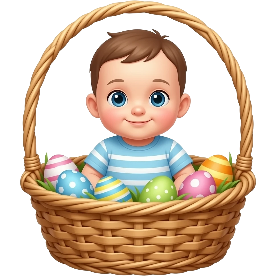 Baby sitting in an Easter basket emoji