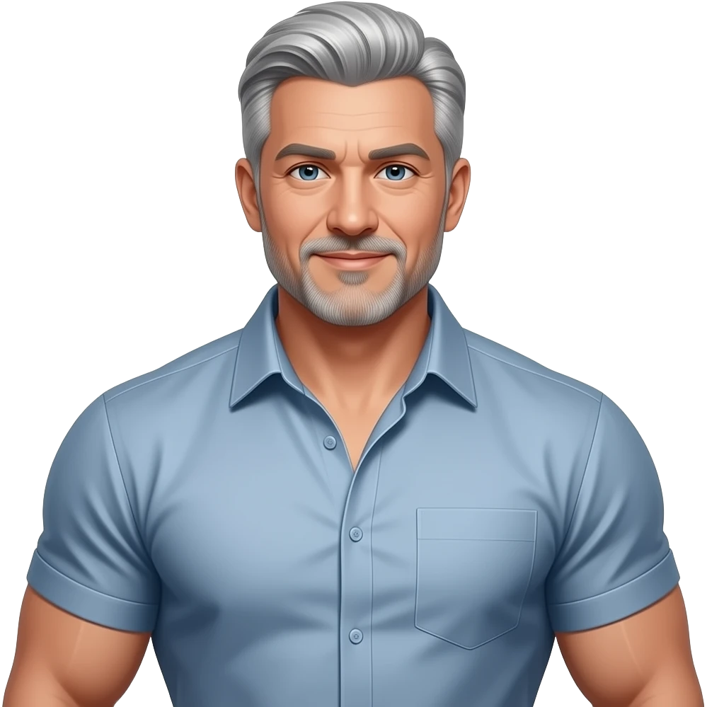 Sexy gray haired daddy muscular tight shirt emoji