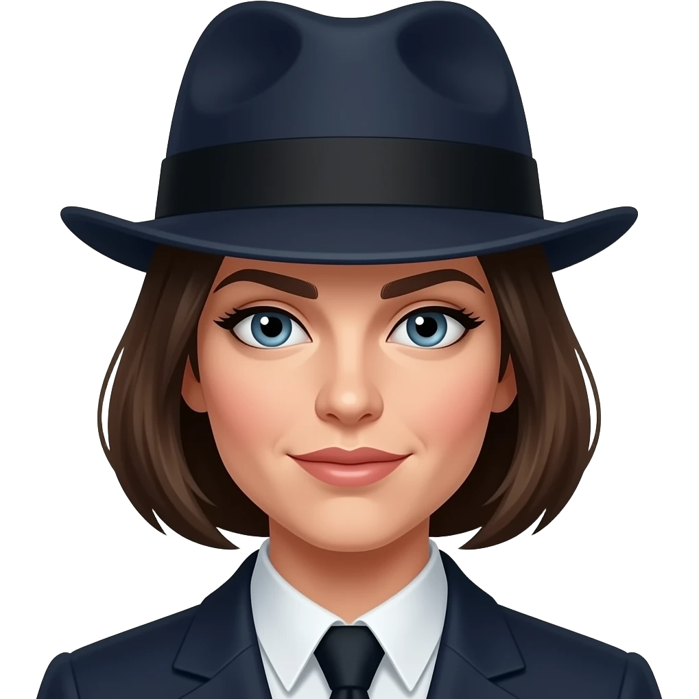 female detective with face close up emoji