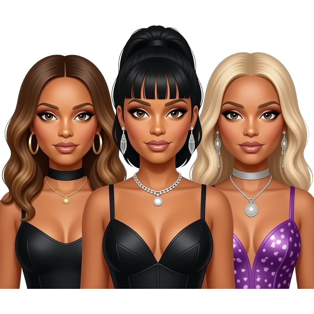 Beyonce, Rihanna and Nicki Minaj emoji