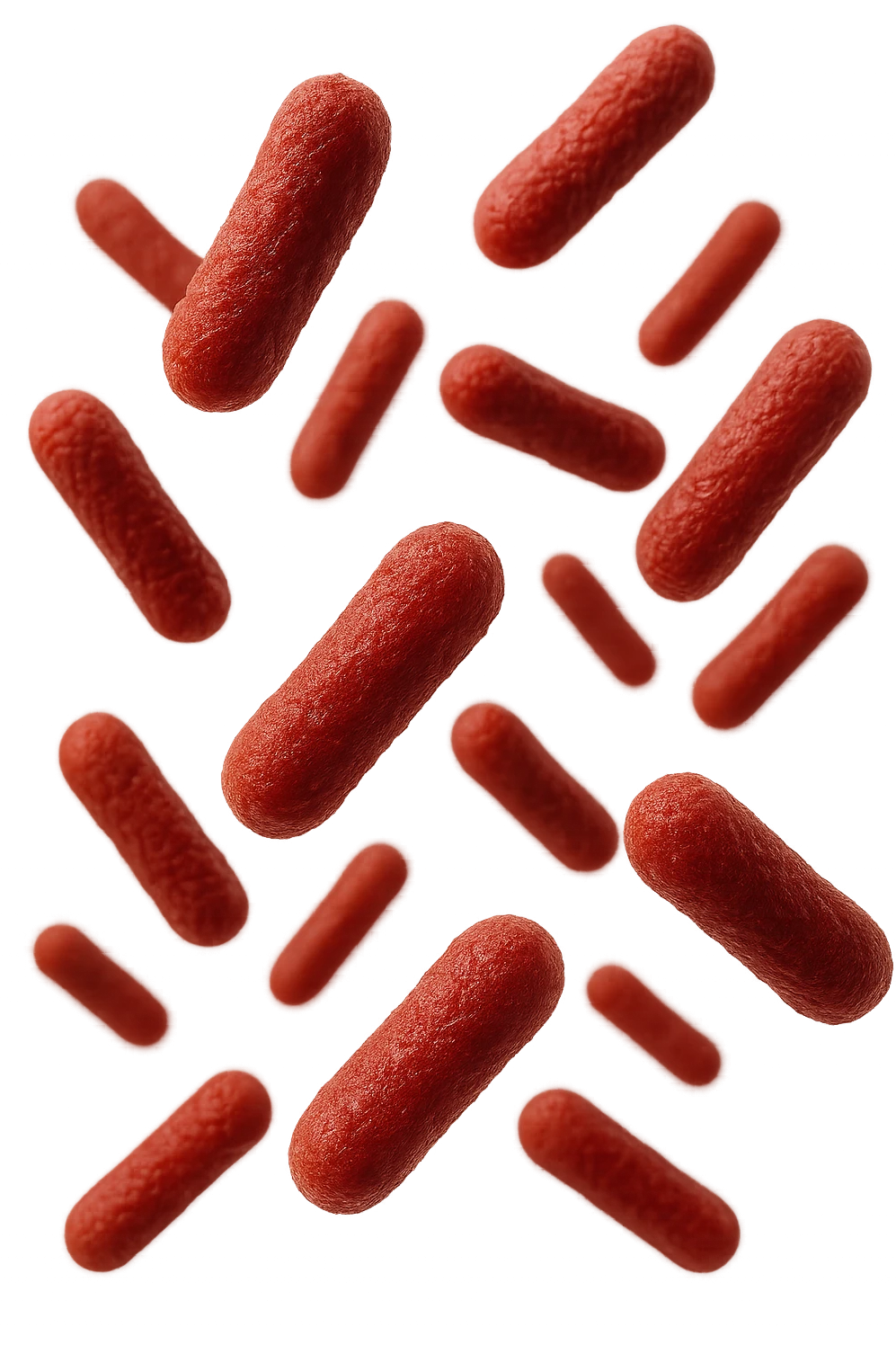 batteri intestinali anatomici realistici rossi fluttuano in aria, iperrealistico 4k emoji