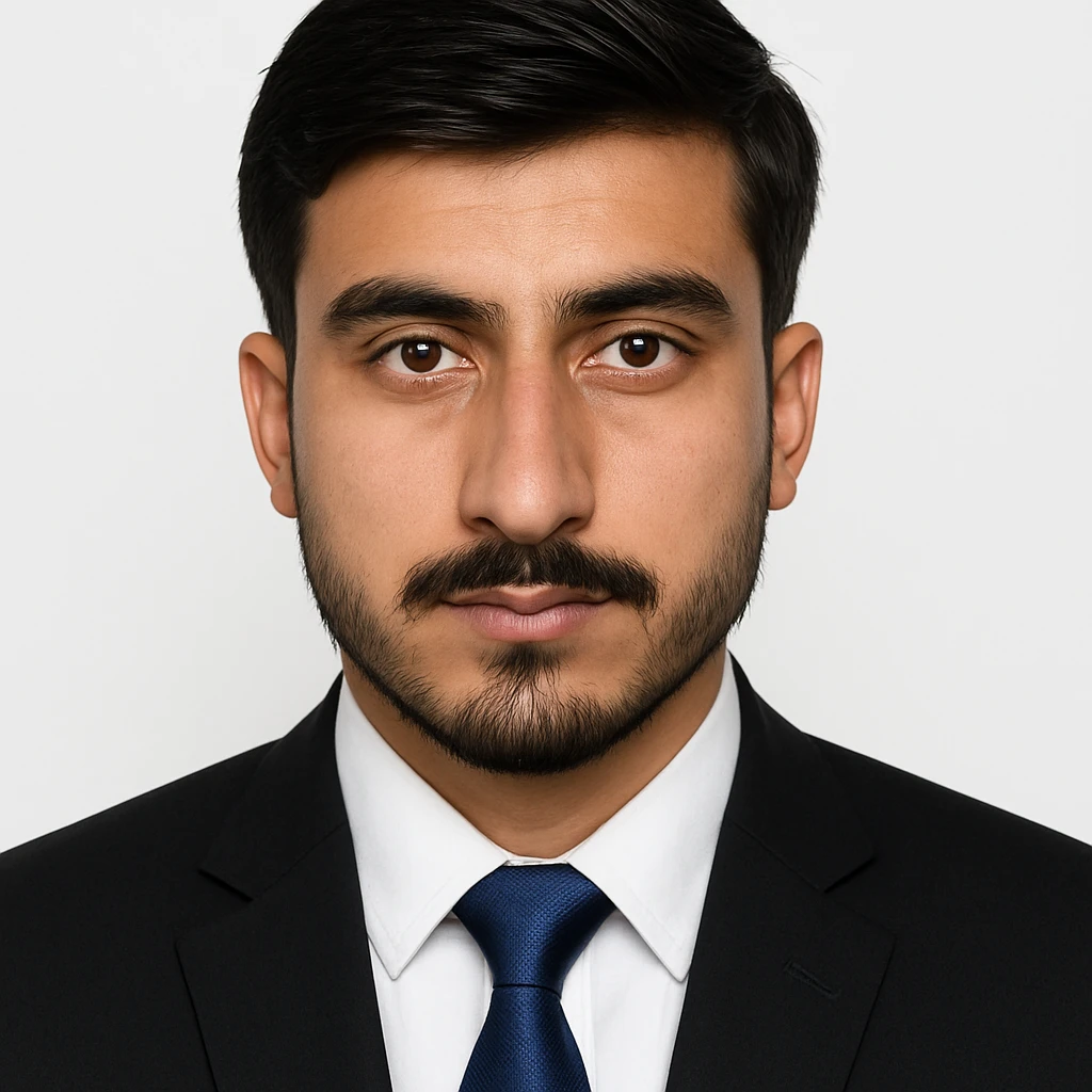 Create an ID photo with the person's original face exactly as in the reference image, no changes to facial features or expression. Add a business suit. Use a plain white background with soft even lighting. Show head and shoulders only, centered, with no accessories. emoji