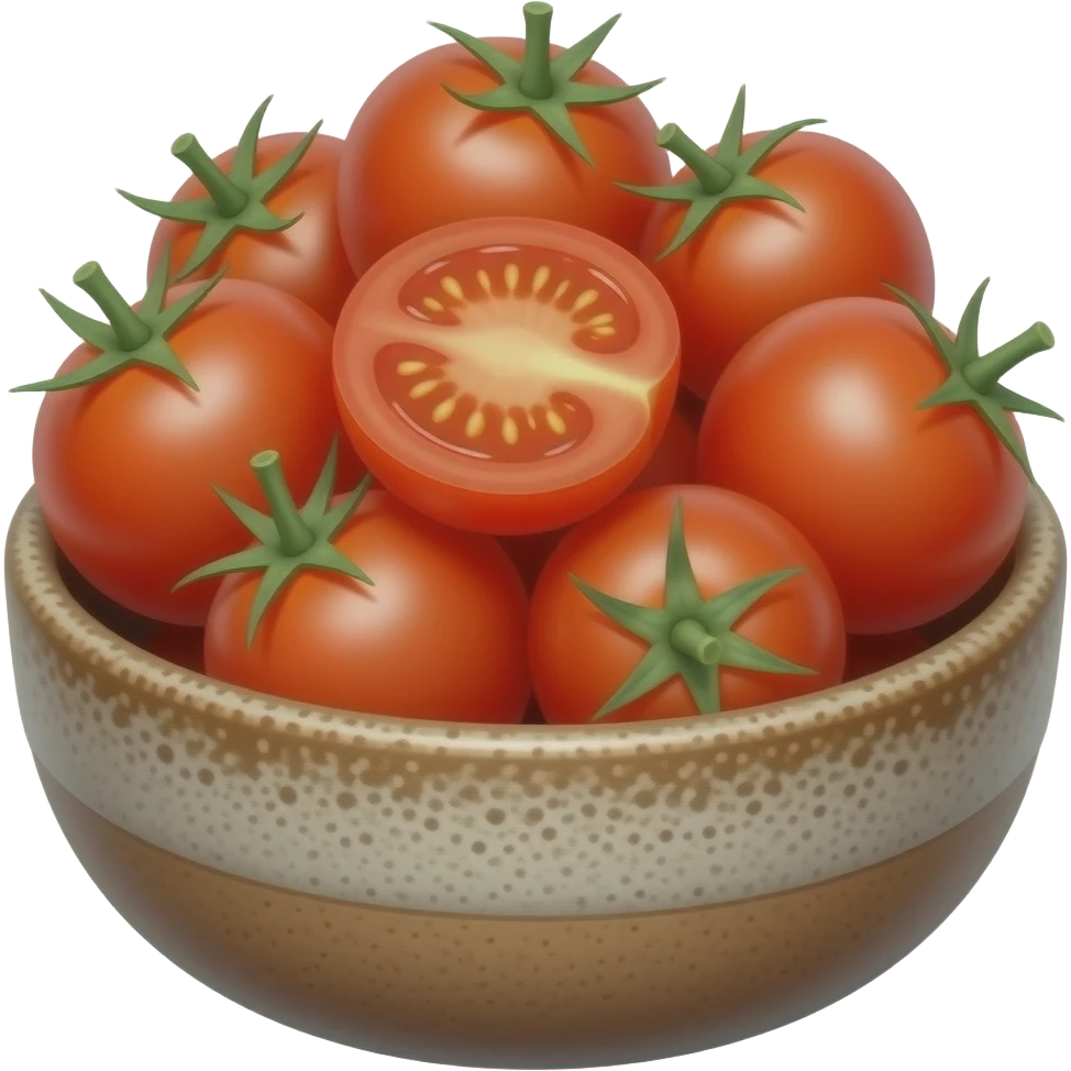 sliced cherry tomatoes in bowl emoji