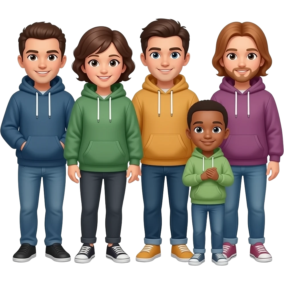 amigos con sudaderas muy anchas emoji