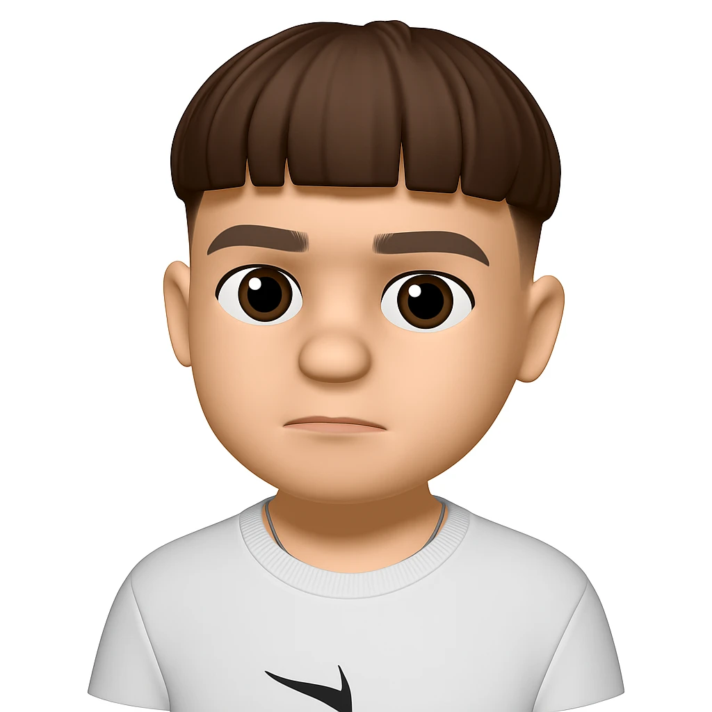 Convert this photo to a 3D emoji in Apple style, keeping the clothes as in the original image. The style should resemble Apple's emoji style with 3D emoji characteristics. emoji