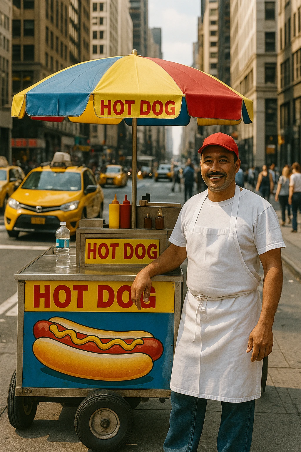 hotdog seller in New York with cart emoji