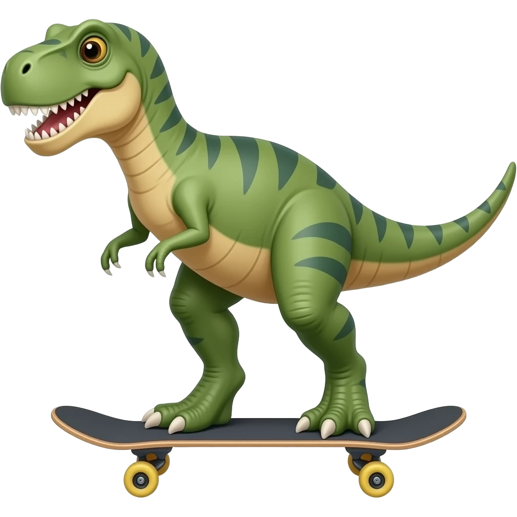 Dinosaur on a skateboard emoji