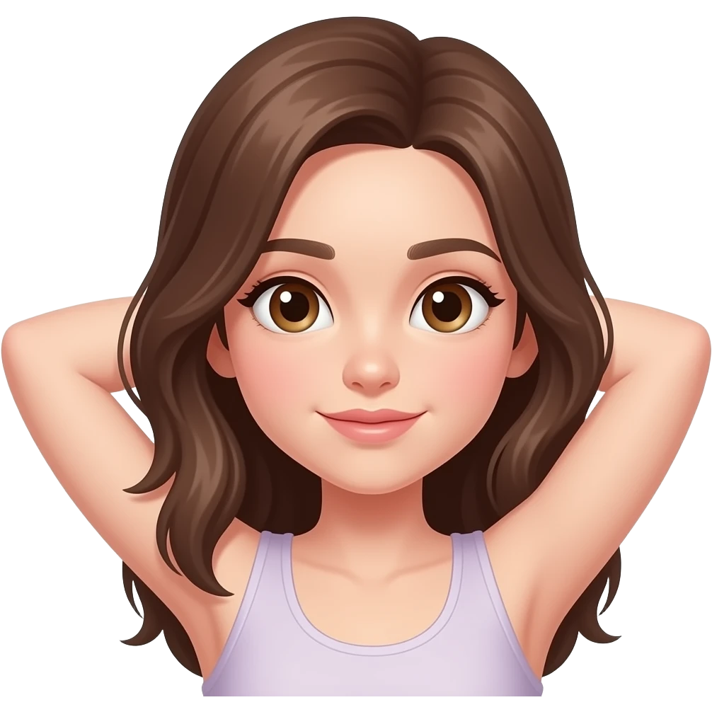 Stretching girl white color and brown hair emoji