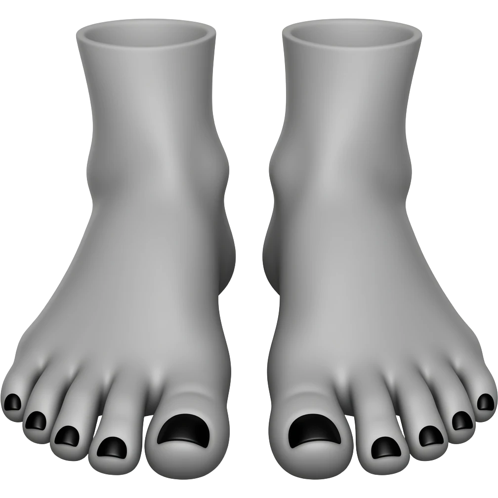 Gray detailed feet with black toenails emoji