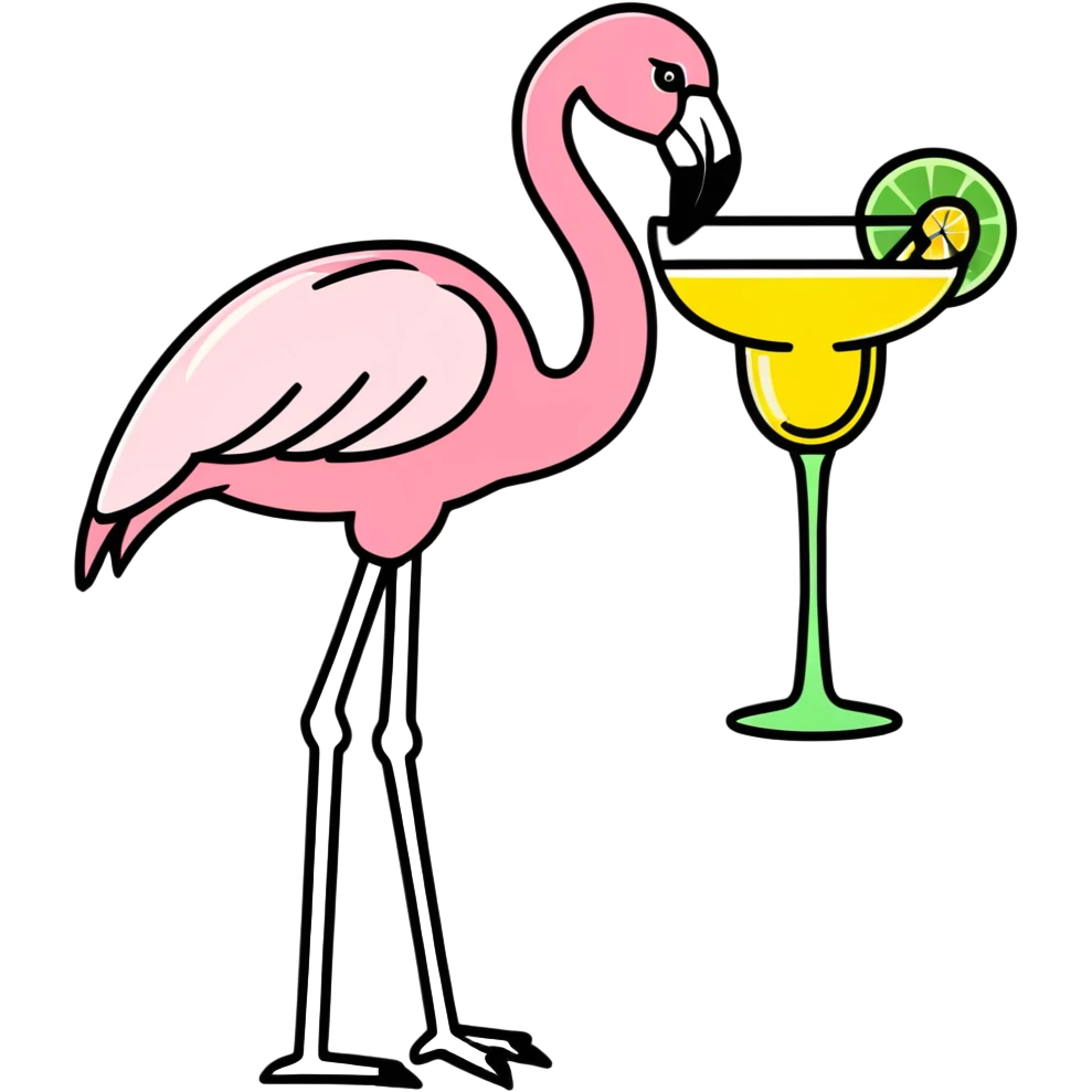 Flamingo with margarita emoji