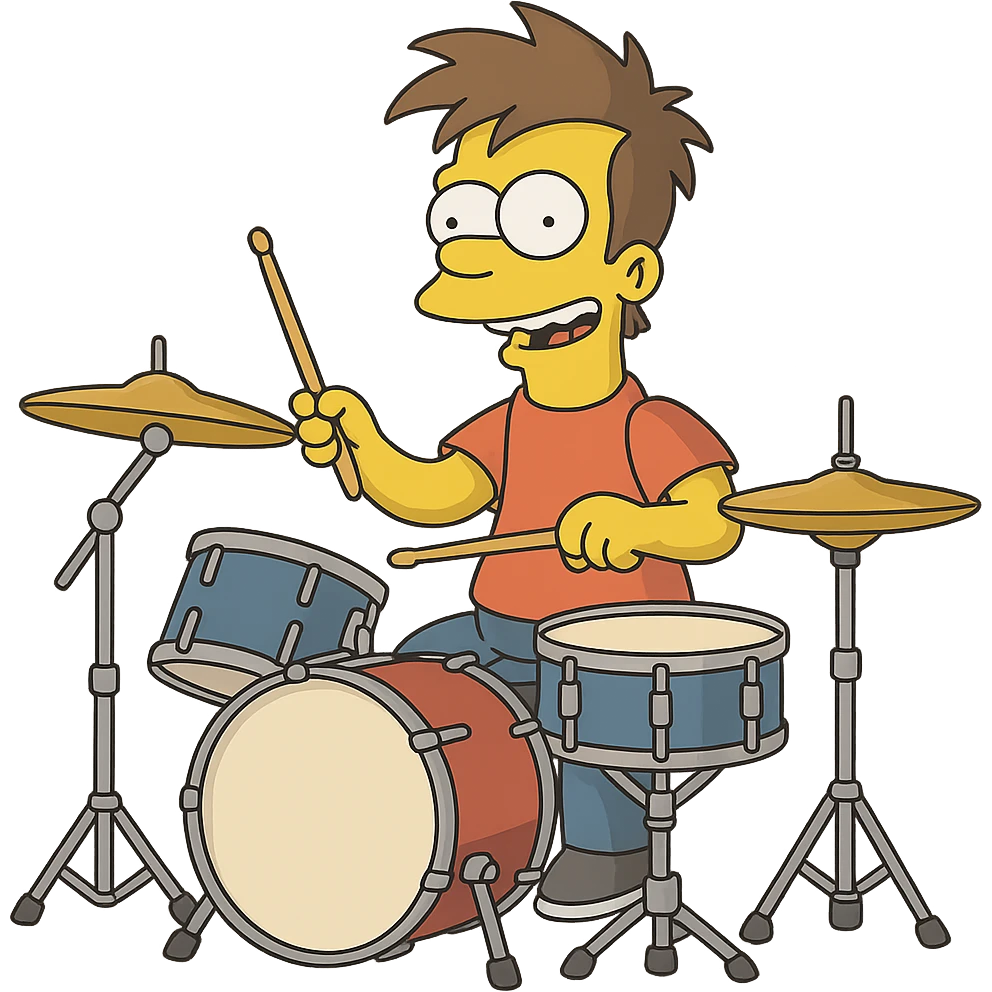 drummer in clear Simpsons cartoon style emoji