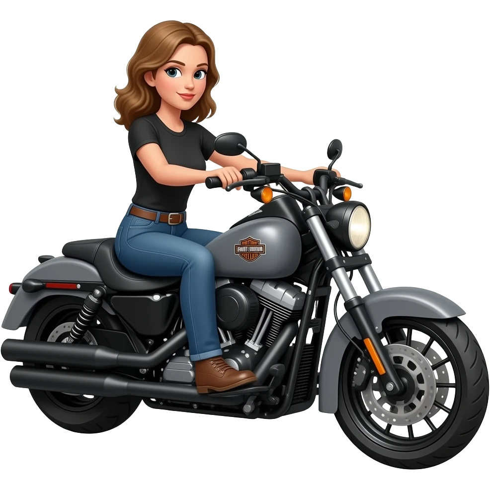Harley Davidson dark grey road glide with woman riding emoji
