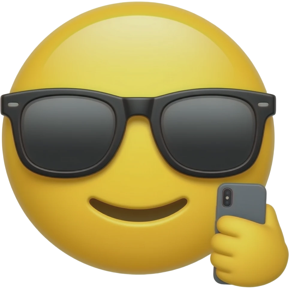 😎🤳cool glasses yellow circle emoji holding a phone emoji