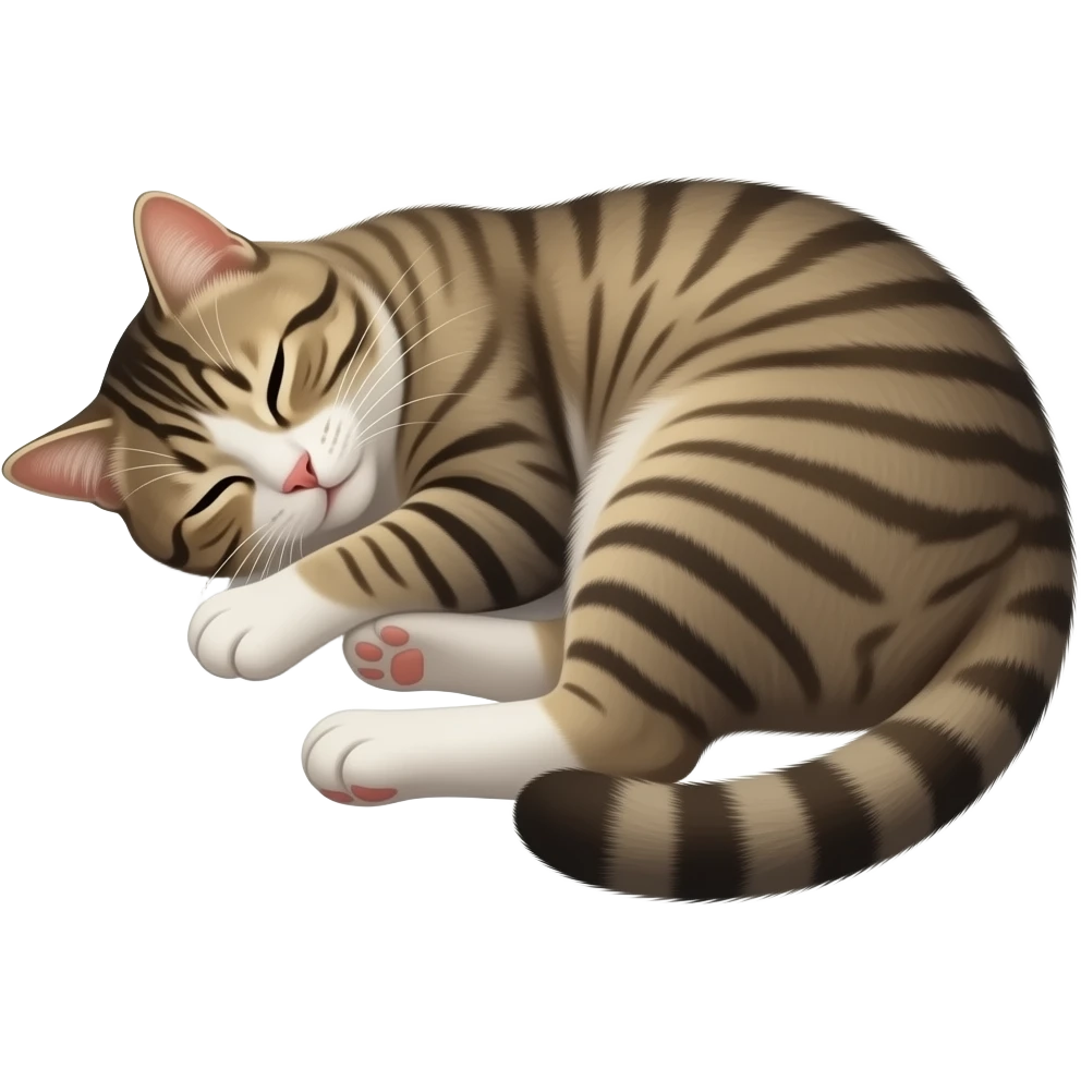 Uyuyan ve gerçekçi bir kedi emojisi yap emoji