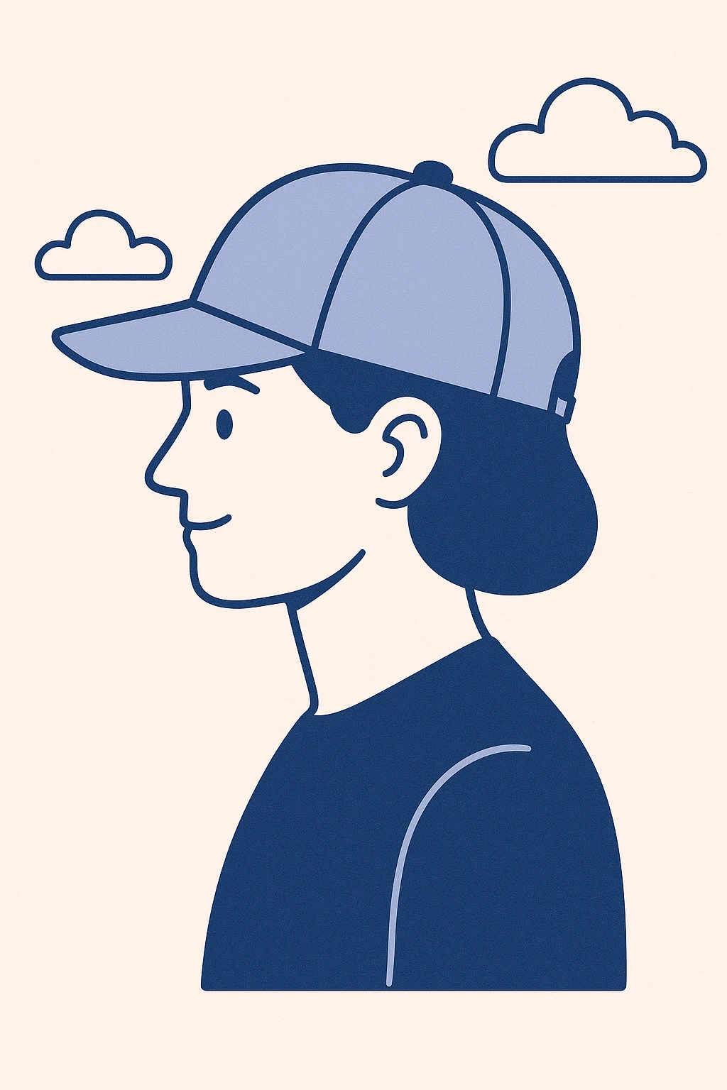 pastel blue baseball cap, side view, soft highlights, no logo emoji