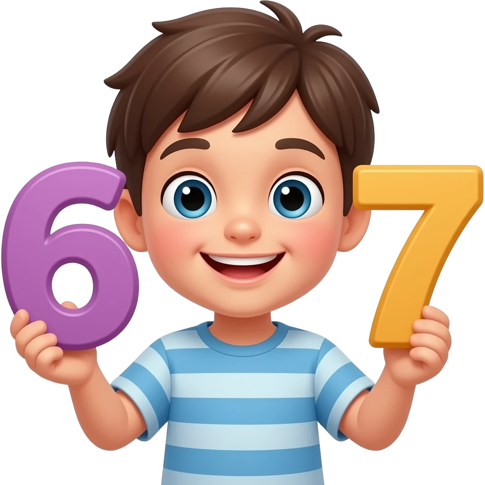 67 kid holding 6 and 7 emoji