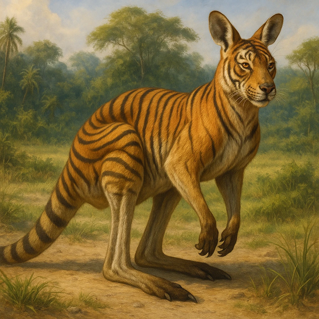 realistic style tiger kangaroo hybrid emoji