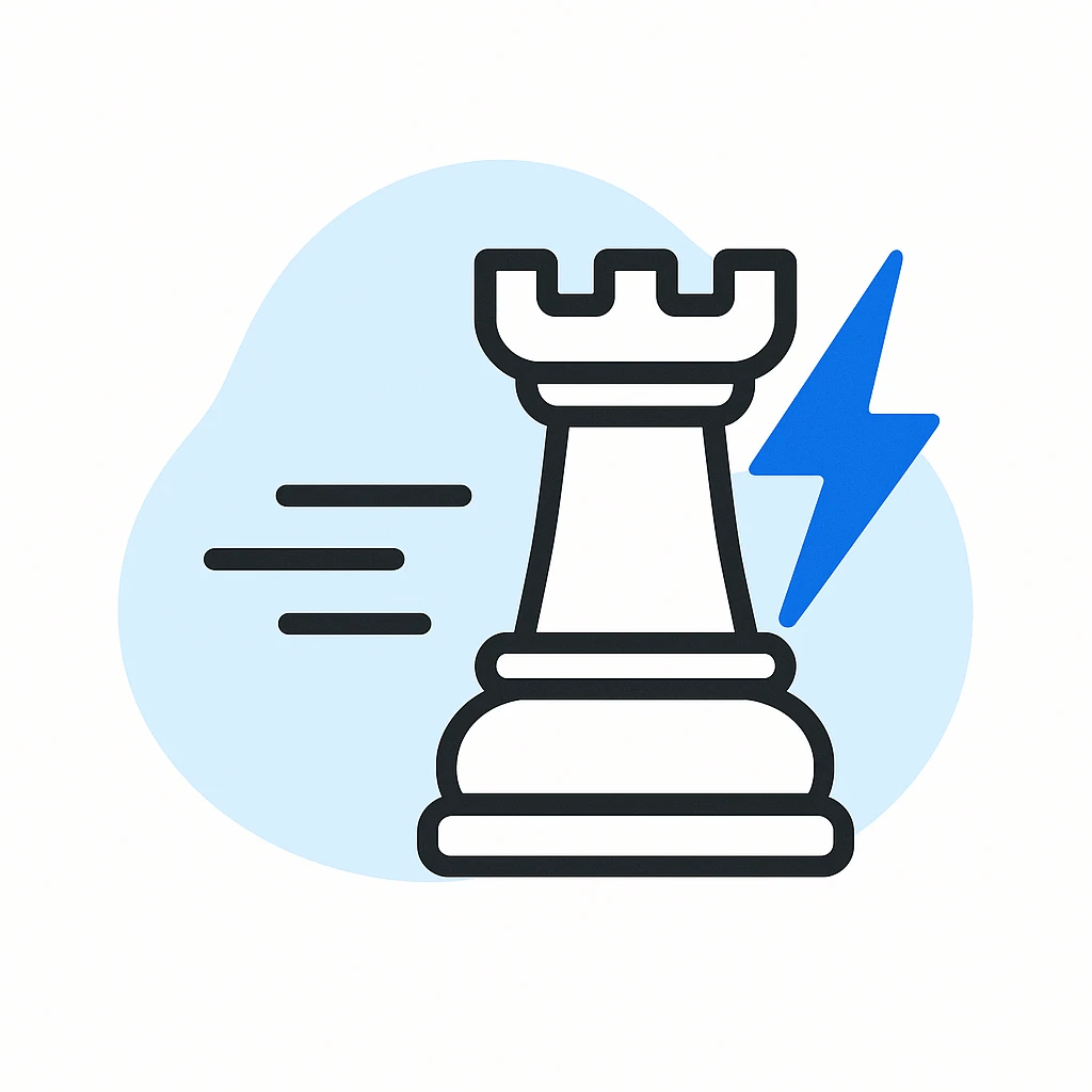 A speedy chess piece, with lightning emoji