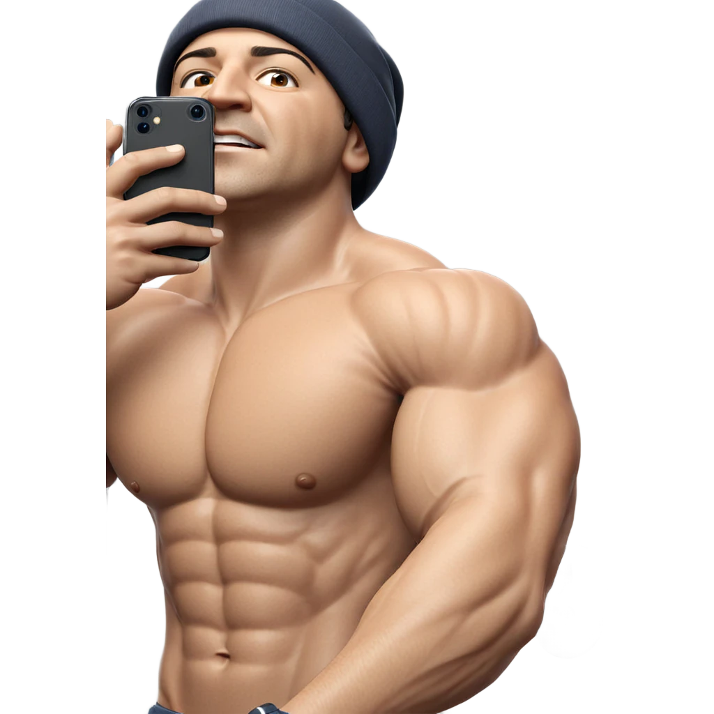 muscular guy taking a selfie emoji
