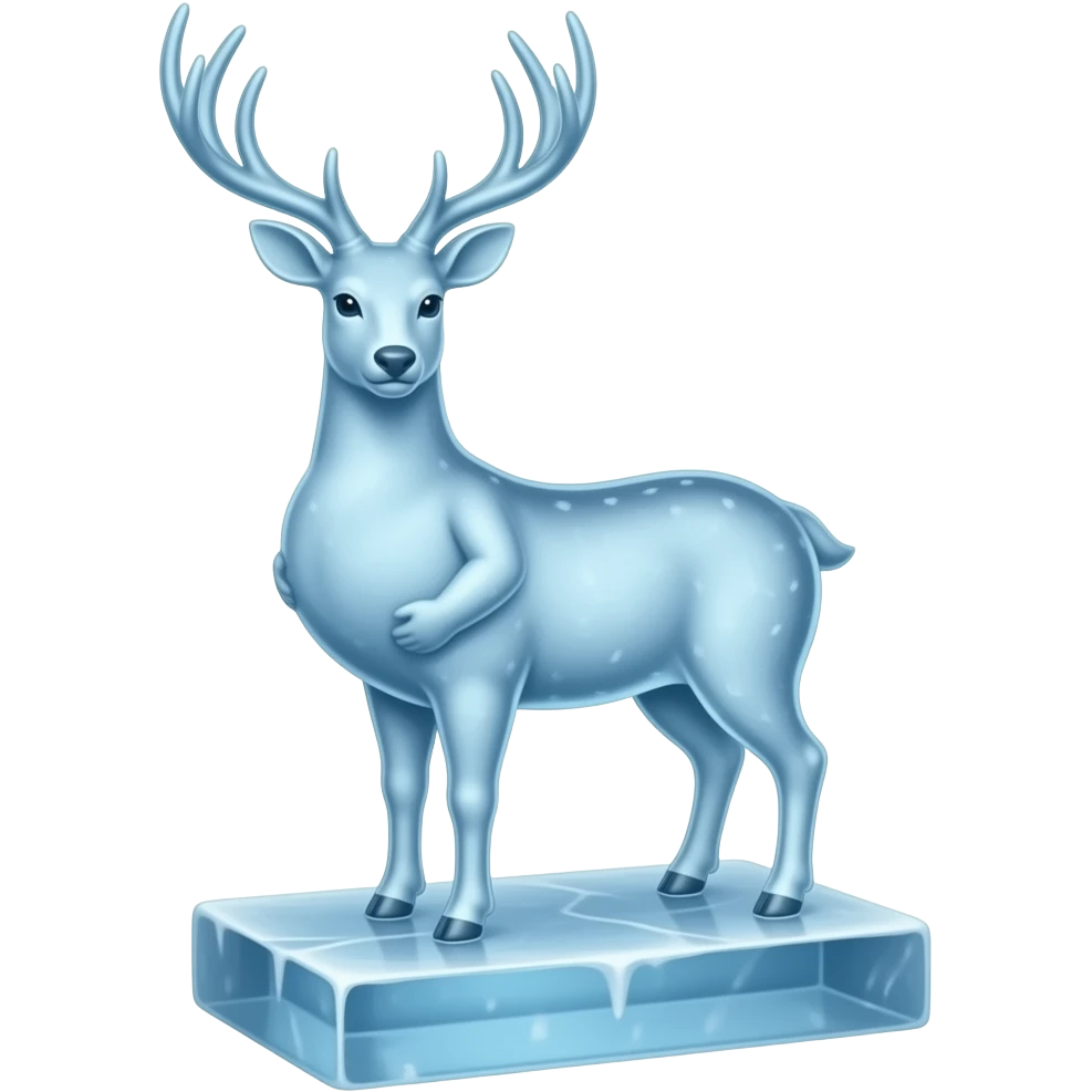 Deer ice sculpture huge pregnant emoji