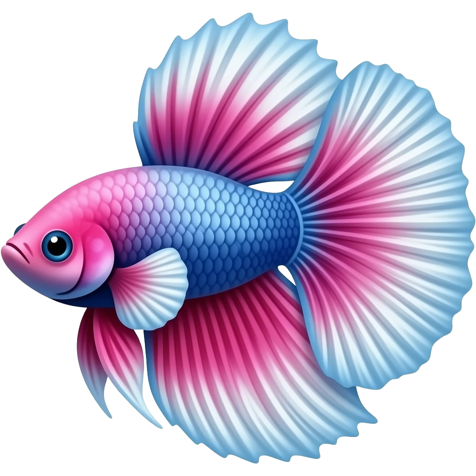 pink and blue and white beta fish swimming fins flowing emoji
