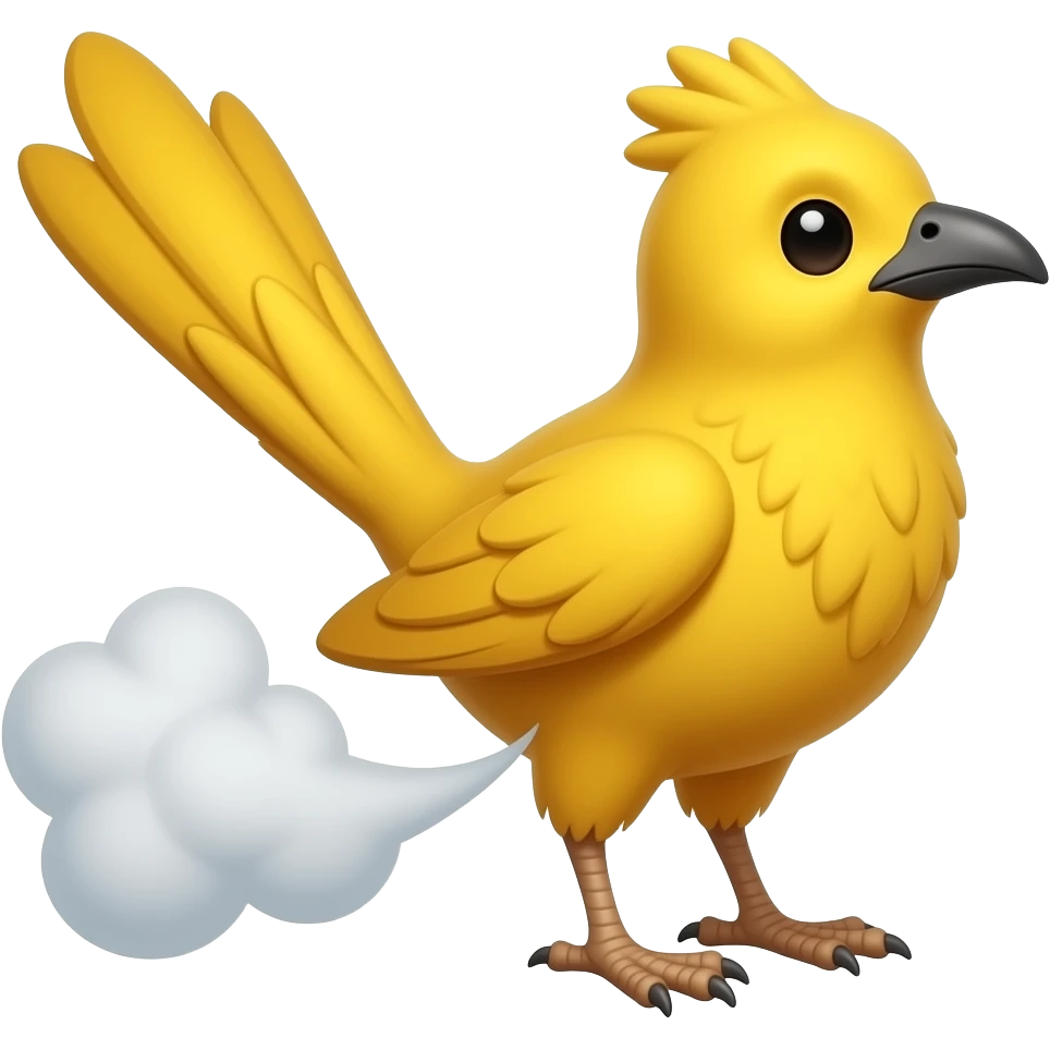 small road runner with puff of smoke in the style of emojis emoji