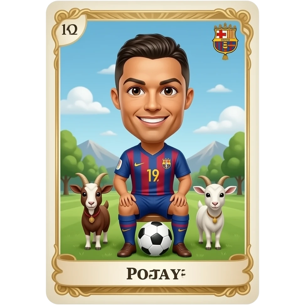 Fiche de chèvre avec Ronaldo assis au milieu emoji