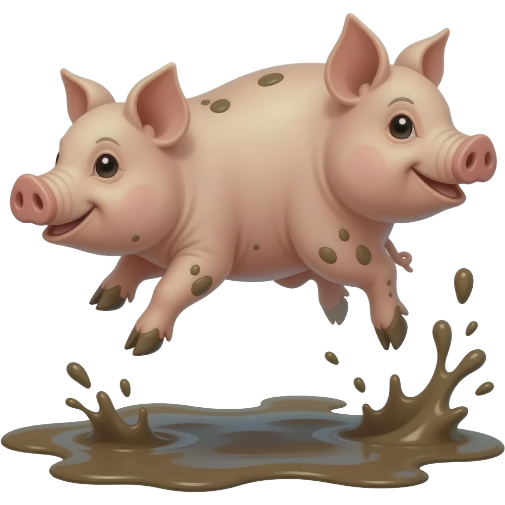 pigs jump in mud emoji