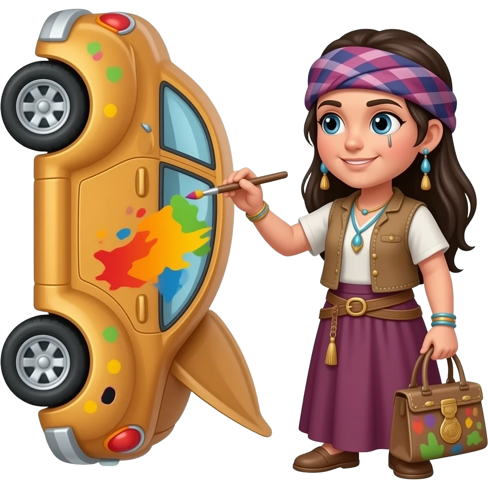 a gypsy with a pierced eye who paints cars emoji