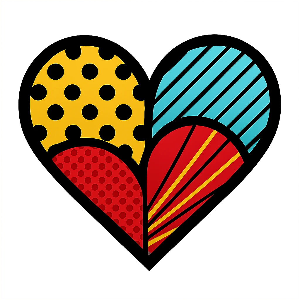 heart with a bold pop art pattern emoji