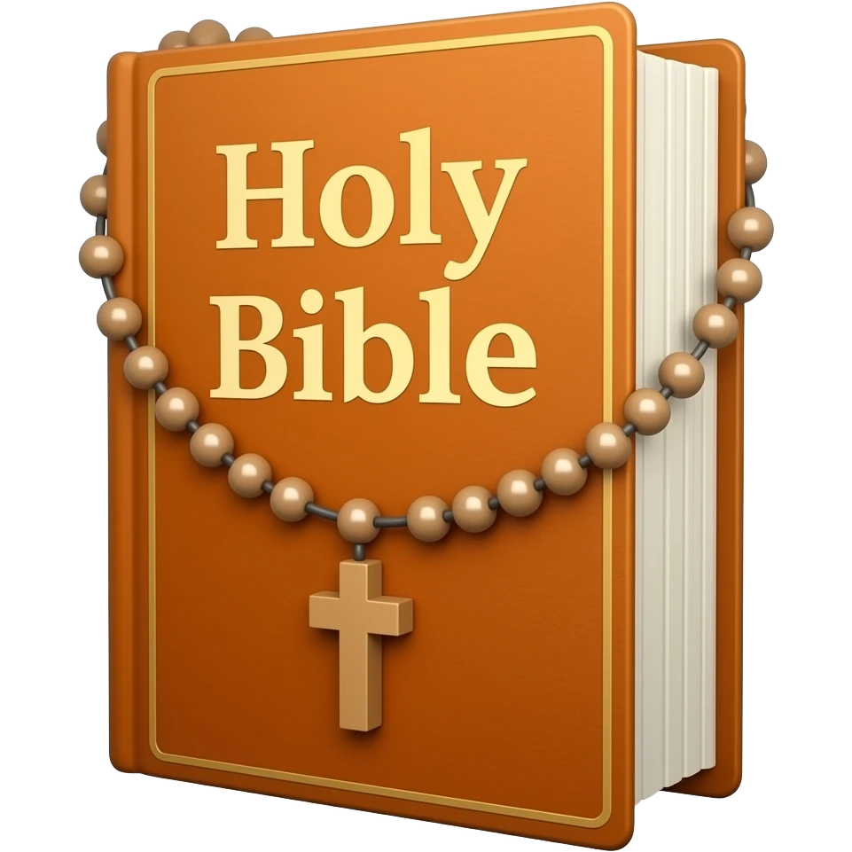 biblia sagrada laranja com rosário laranja com título Holy Bible emoji