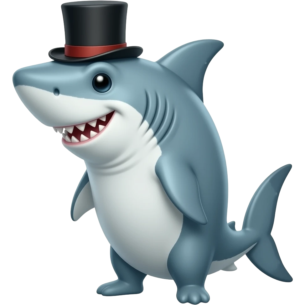 Shark with a top hat emoji