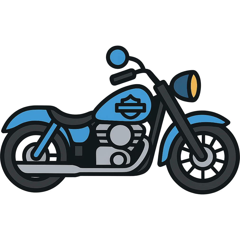 Harley-Davidson classic motorcycle, Emoji style, blue emoji