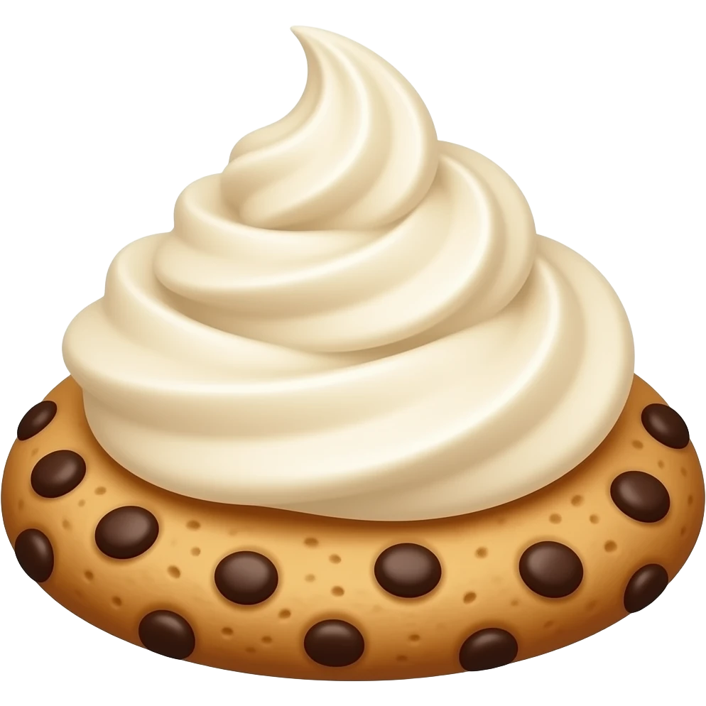 brown crumble cookie with cookies and cream frosting on top emoji