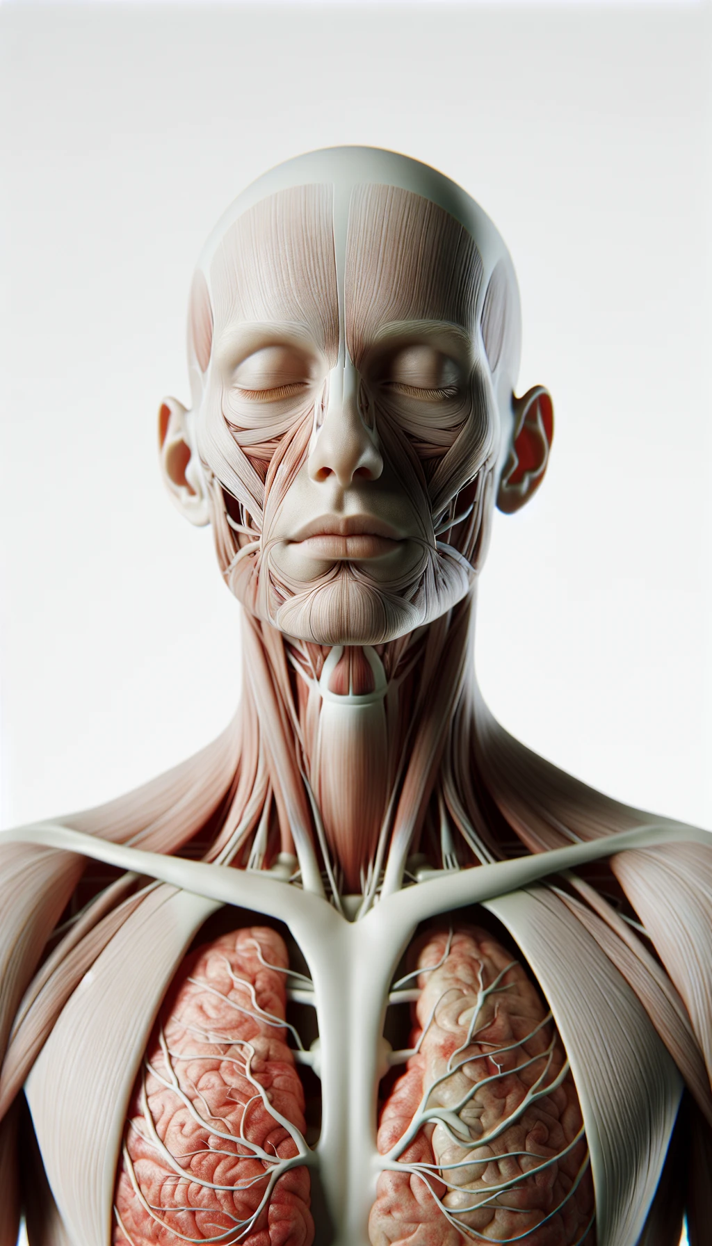 corpo umano anatomico a corpo intero con occhi chiusi sereno e in perfetta salute , isolato su sfondo bianco, iperrealistico 4k emoji