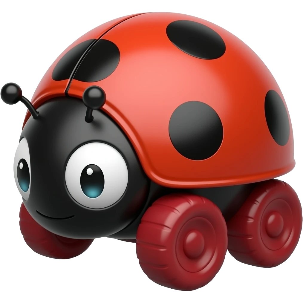 Wheeled solid ladybug with red wheels emoji
