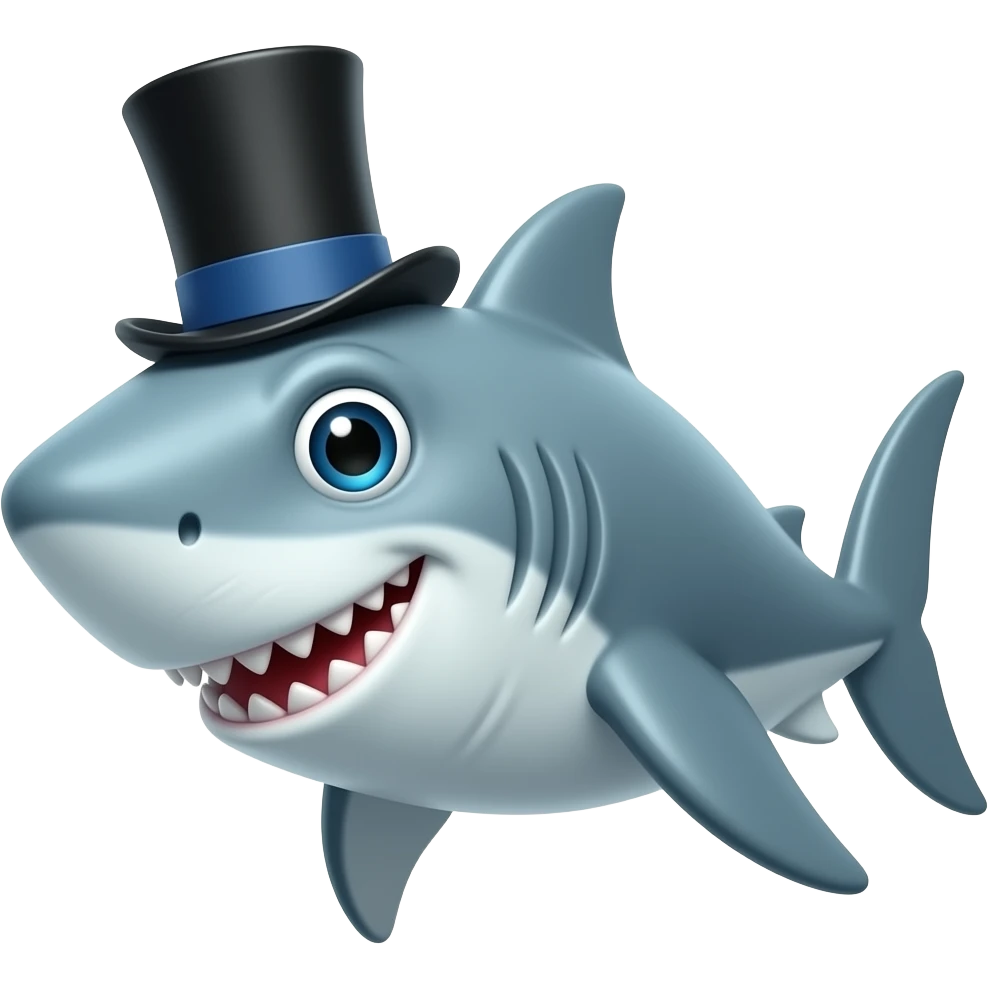 Shark with a top hat emoji