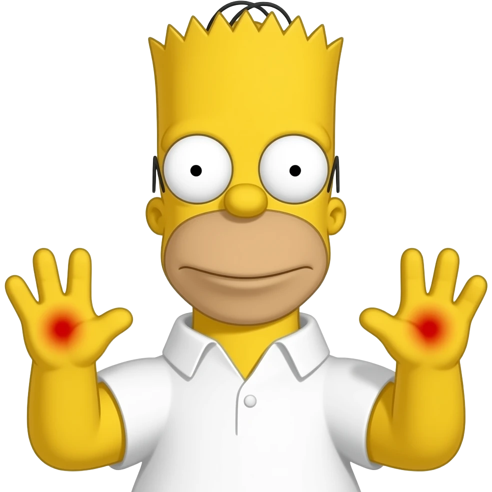 BART Simpson with stigmata on his hands emoji