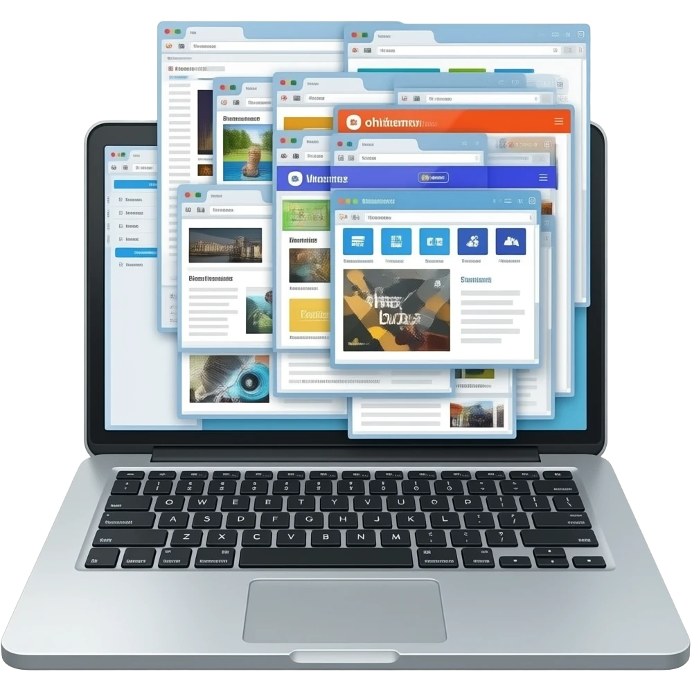 please generate a laptop with a loooot of tabs open emoji