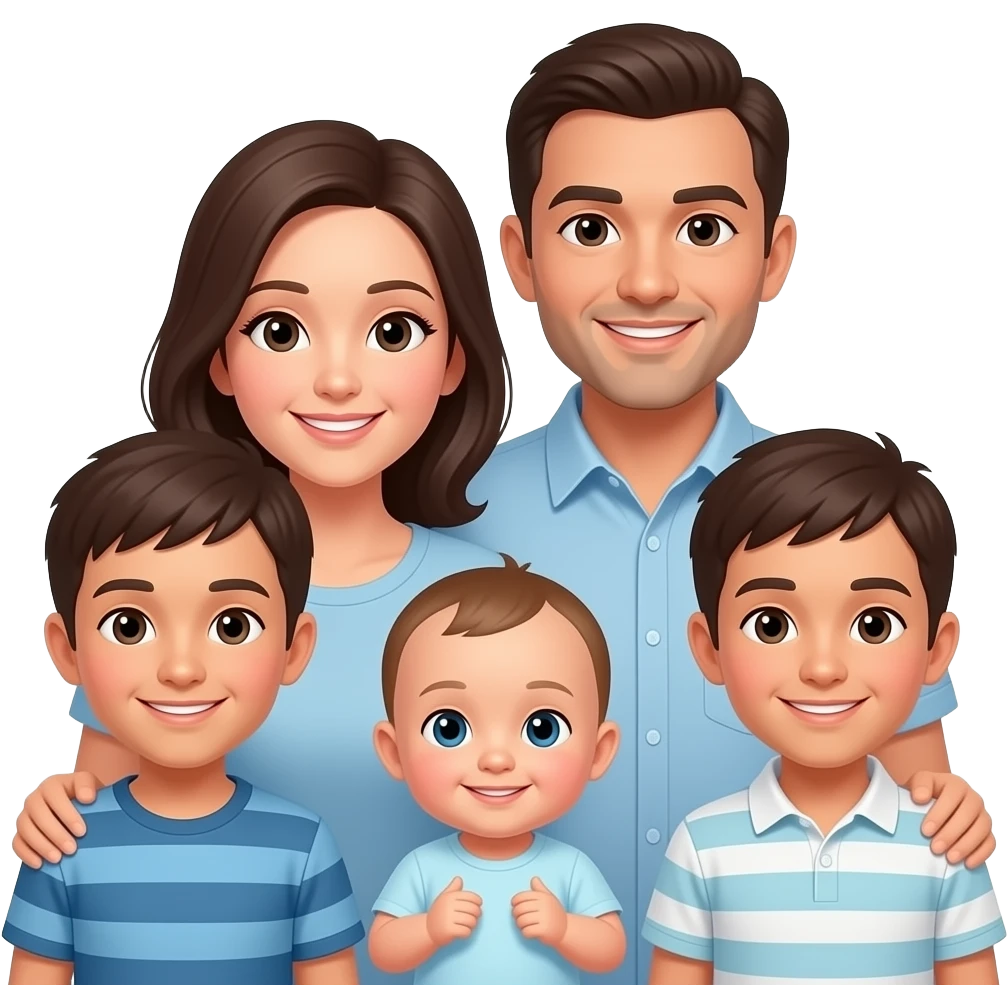 Mom, dad, two older brothers and baby emoji