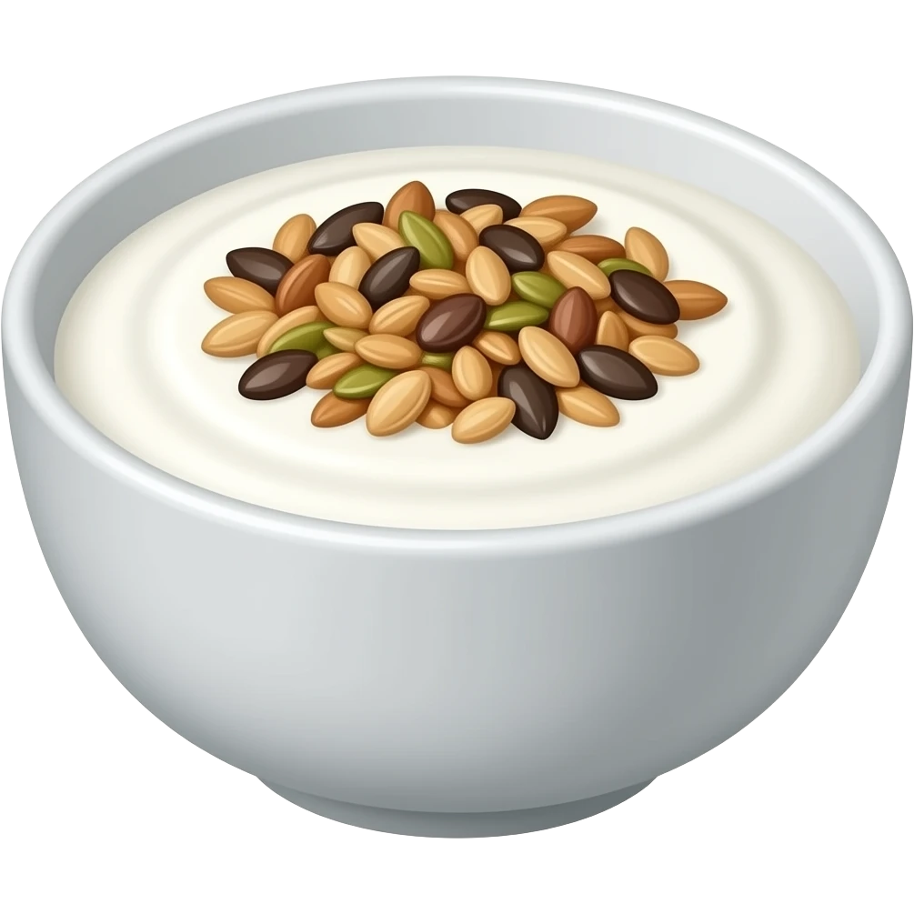 Greek yogurt with seed served in a bowl emoji